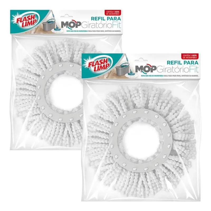 2x 2 Refil Para Mop 360 Giratorio Fit Flashlimp Esfregão 35c