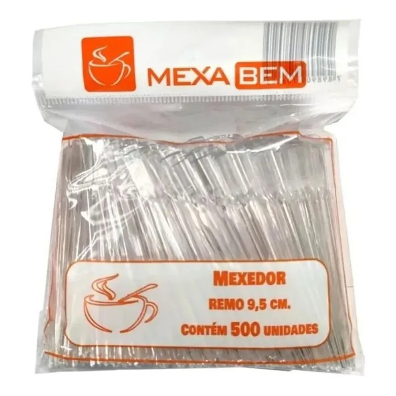10x Pazinha Mexedor Café 9,5 Cm Com 500 Palheta Plástica Top