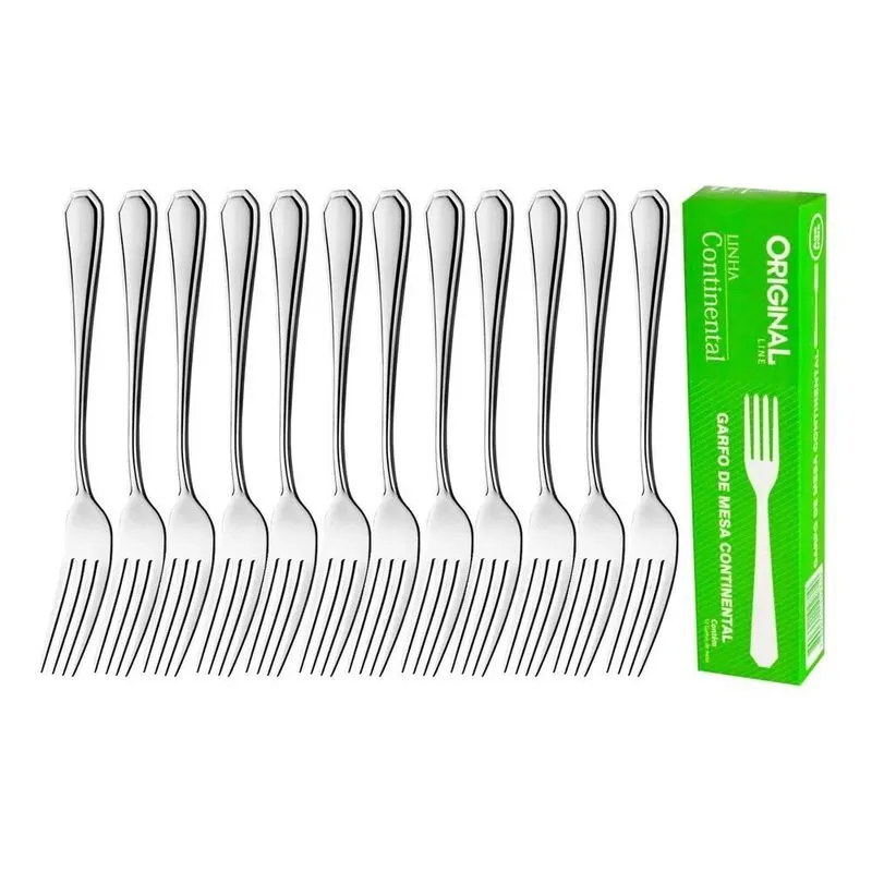 3x Jogo Aço Inox 12 Garfo Mesa Churrasco Premium Continental