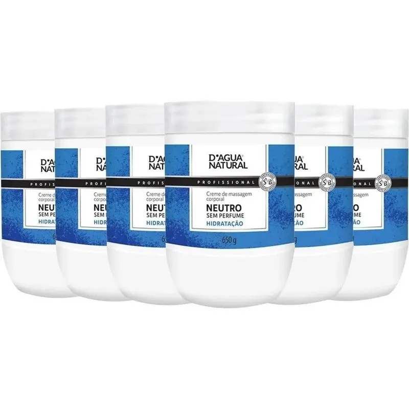 10x Kit Com 6 Potes De Creme Massagem Corporal Neutro 650g