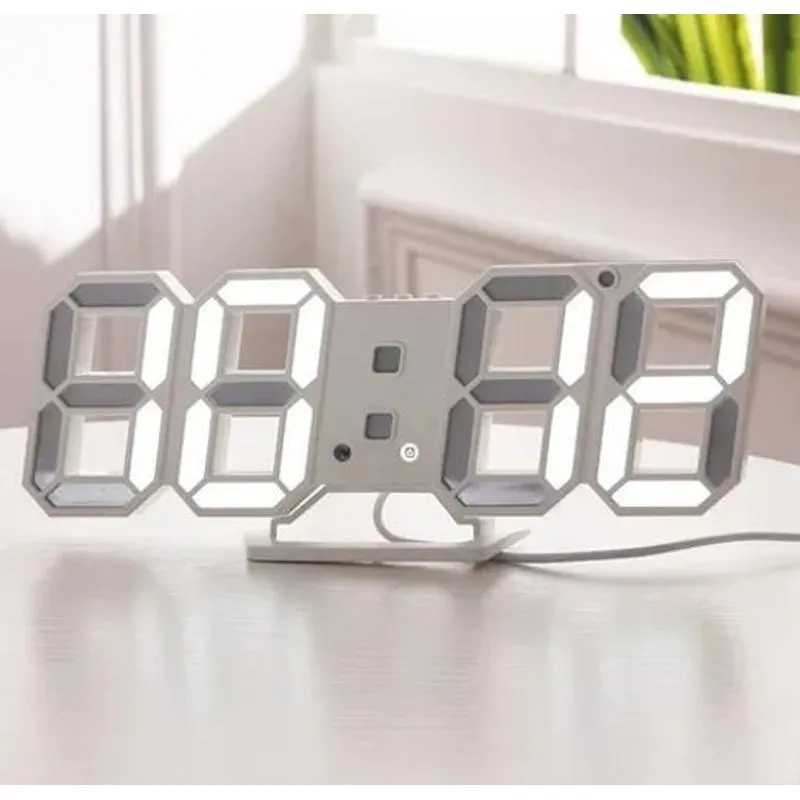 2x Relogio De Mesa E Parede Digital Led Com Data Alarme Cor