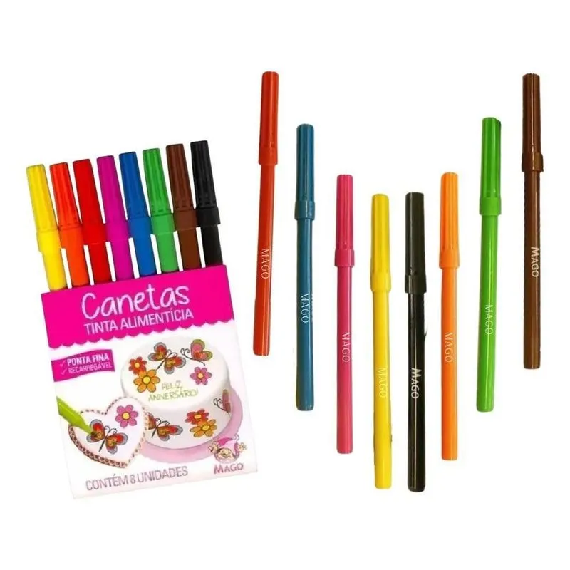 5x Caneta Alimentícia Bolo Pasta Americana Doces Papel De Ar