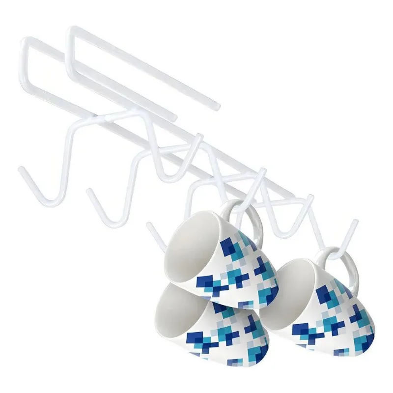 2x Porta Xícaras Suporte Organizador Armário Cozinha Aço Bra