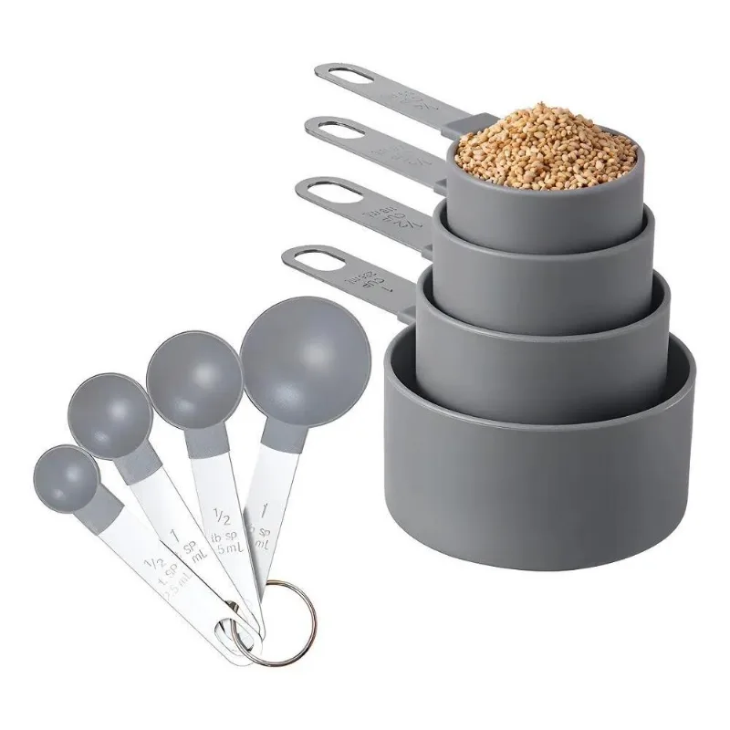Jogo Kit 8 Peças Medidor Culinário Colher Copo Em Aço Inox C