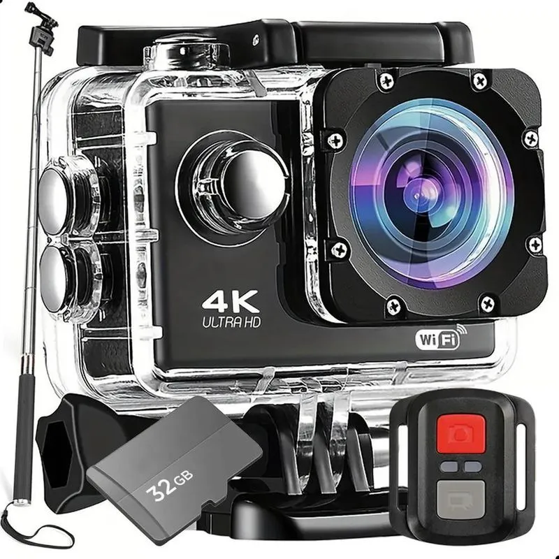 10x Kit Câmera Ultra Hd 4k Sport Wifi + 32gb + Bastão + Con