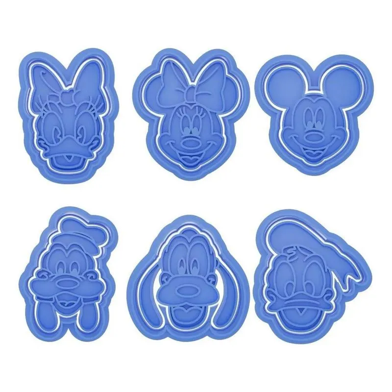 Kit 6 Cortador Marcador Disney Mickey Minnie Pasta Cookie