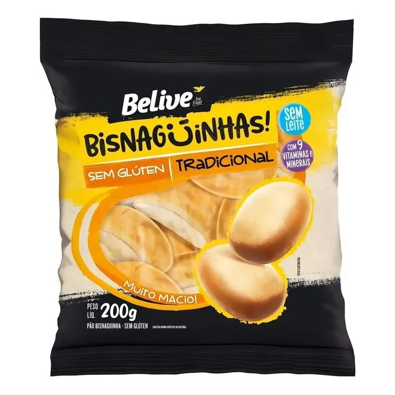 5x Bisnaguinhas Sem Glúten Tradicional Belive 200g