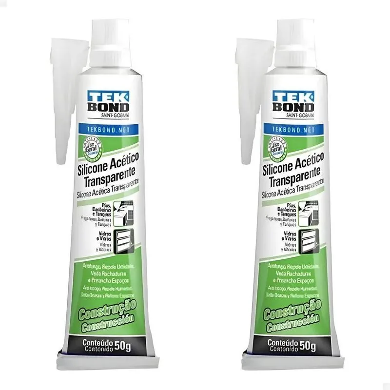 5x Silicone Acético Incolor Tekbond Vedante 50g Kit 2un