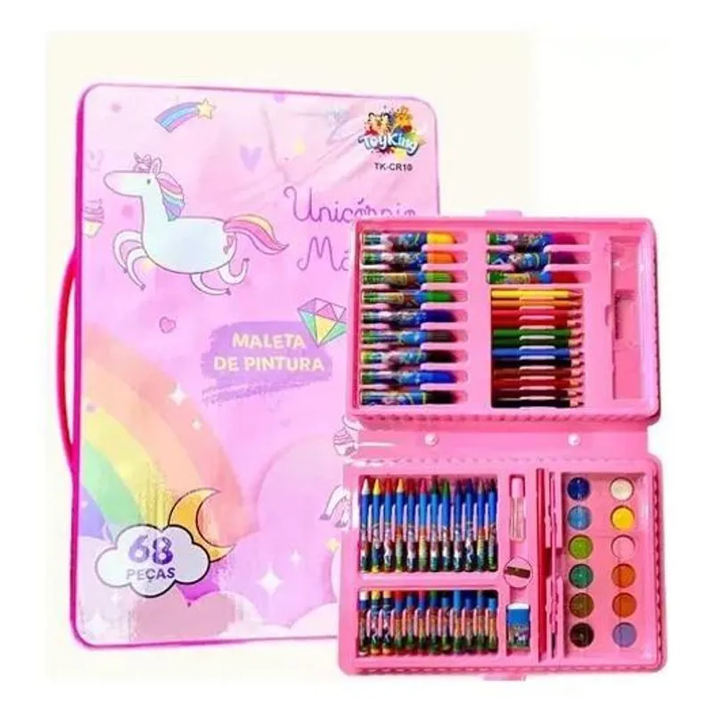 2x Ninho Boy 68 Peças Cor Unicornio Maleta Pintura Infantil