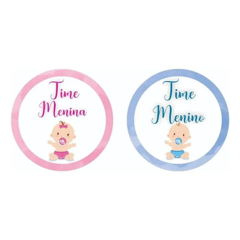 10x 100 Adesivos Chá Revelação Time Menina Time Menino