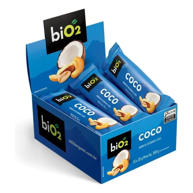 5x Barra De Castanhas E Frutas Bio2 Nuts Coco 12 Unidades