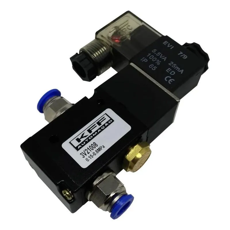 2x Válvula Solenoide/mola 3/2 Vias 1/4 Normal Fechada 8mm 24