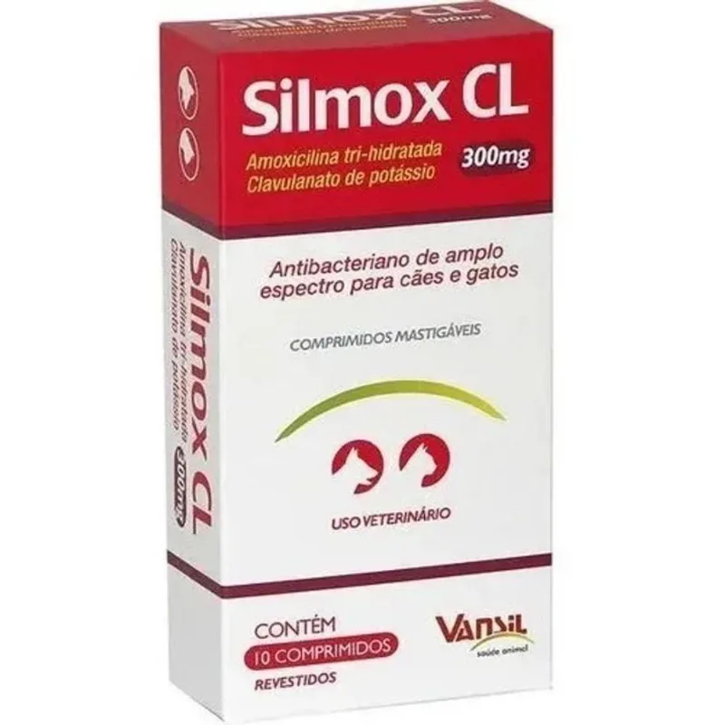 3x Silmox Cl 300mg - 10 Comprimidos Cães E Gatos - Vansil