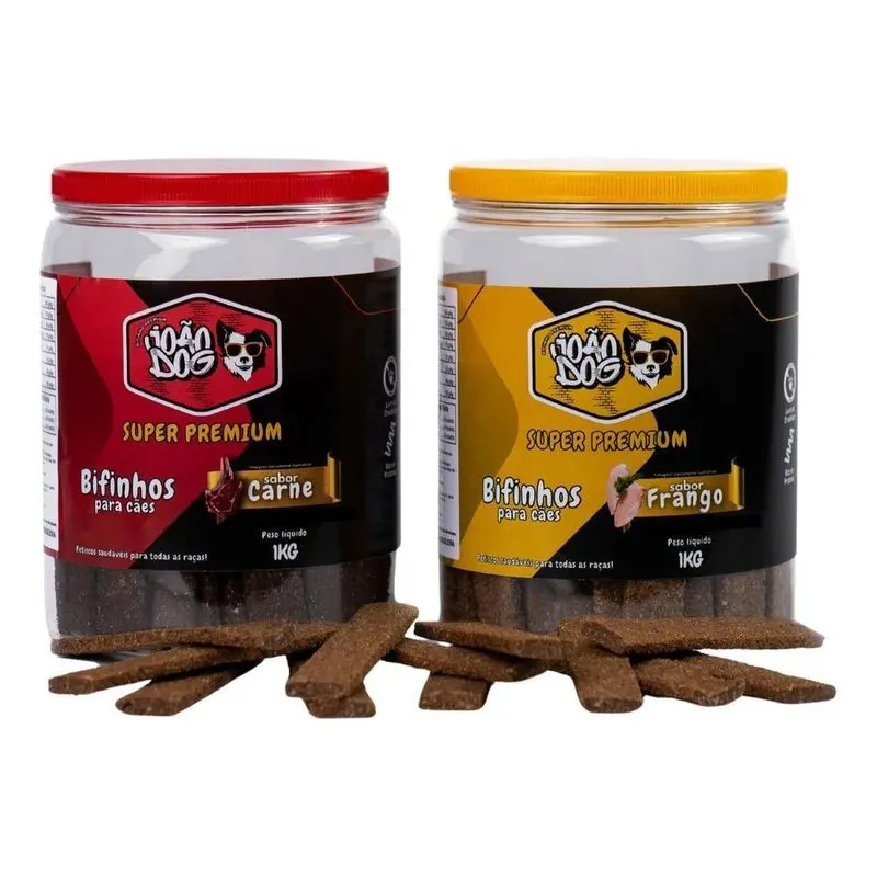 10x Kit 2 Potes Petiscos Bifinho Para Cachorro Delicioso .