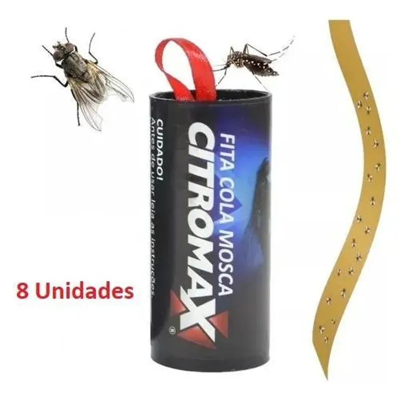 10x 08 Fitas Armadilha Cola Pega Moscas Mosquitos Insetos