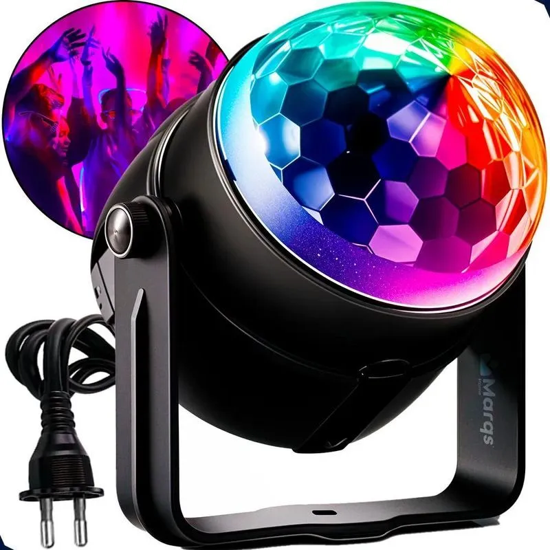 3x Mini Globo Giratorio Jogo De Luz Rgb Festa Balada Ilumina