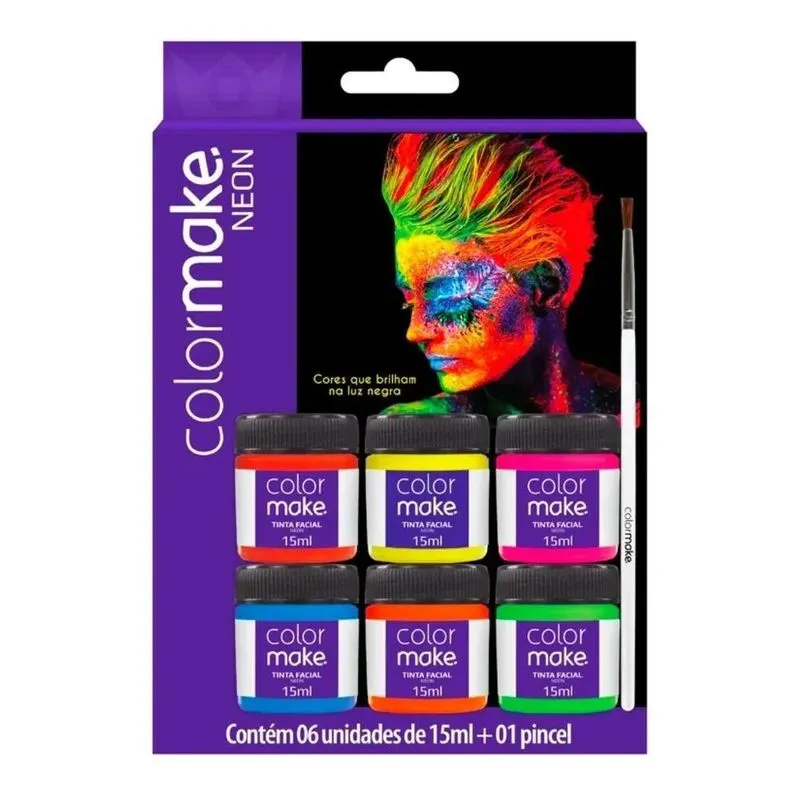 10x Tinta Facial Neon Fluorescente Liquida Com 6 Cores Colo