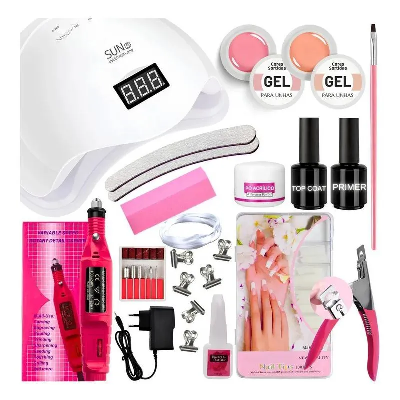 2x Kit De Unhas Gel Completo Quite Para Fazer Acabamentos Un