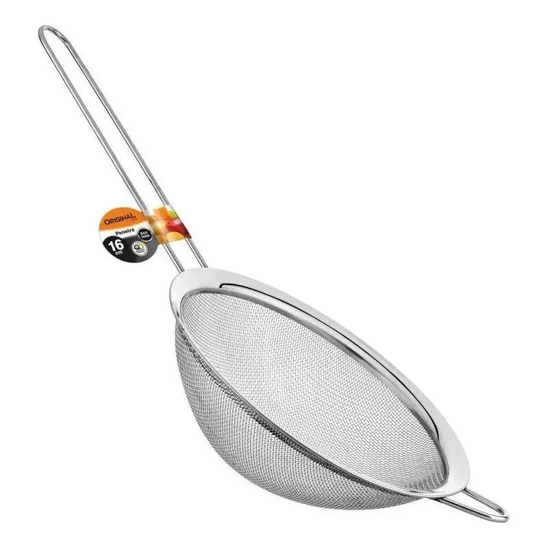 2x Peneira Coador Em Metal Inox 32x16cm Line