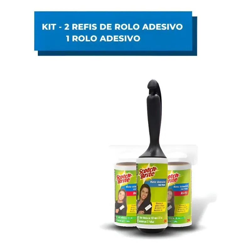 Rolo Adesivo Tira Pelo Scotch-Brite 3M Roupa Sofa + 2 Refis