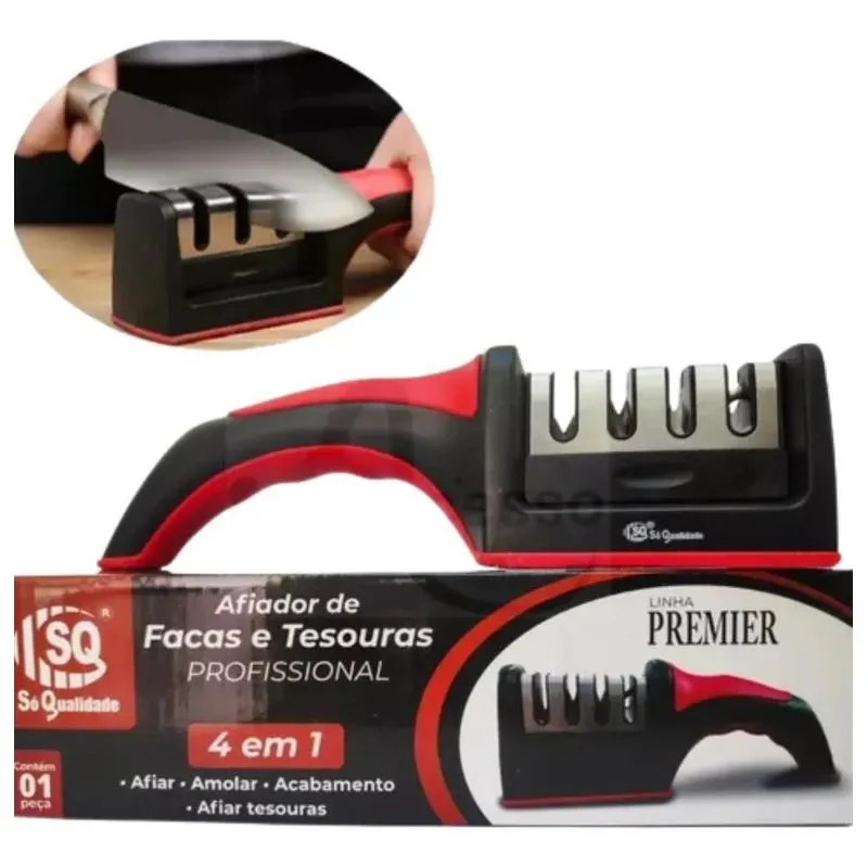 3x Afiador Amolador De Facas E Tesouras 4 In 1 Profissional