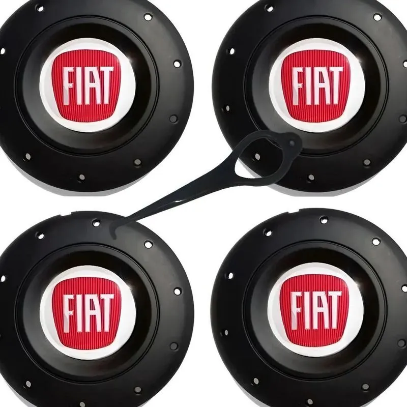 Jogo 4 Calota Centro Roda Ferro Fiat Aro 13 14 15 Am Preto