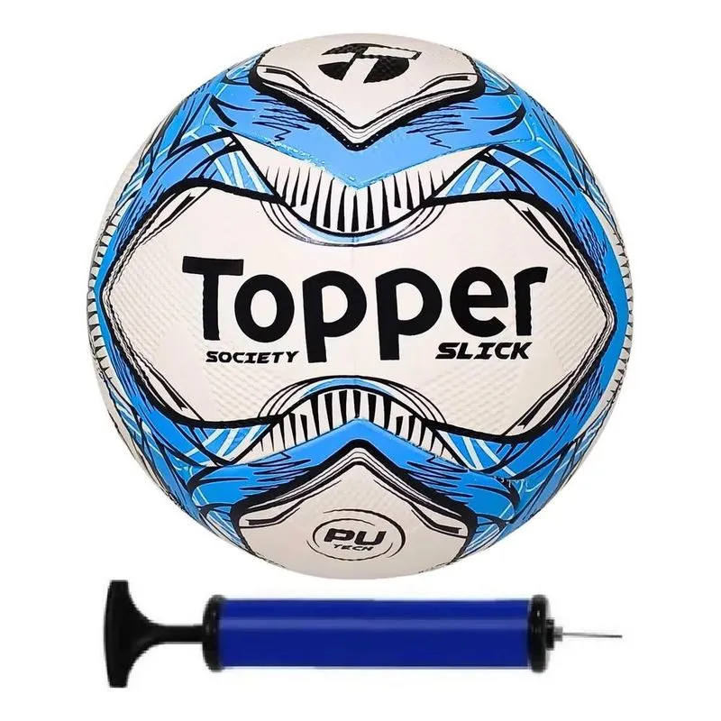 Bola Futebol Society Topper + C/bomba De Azul