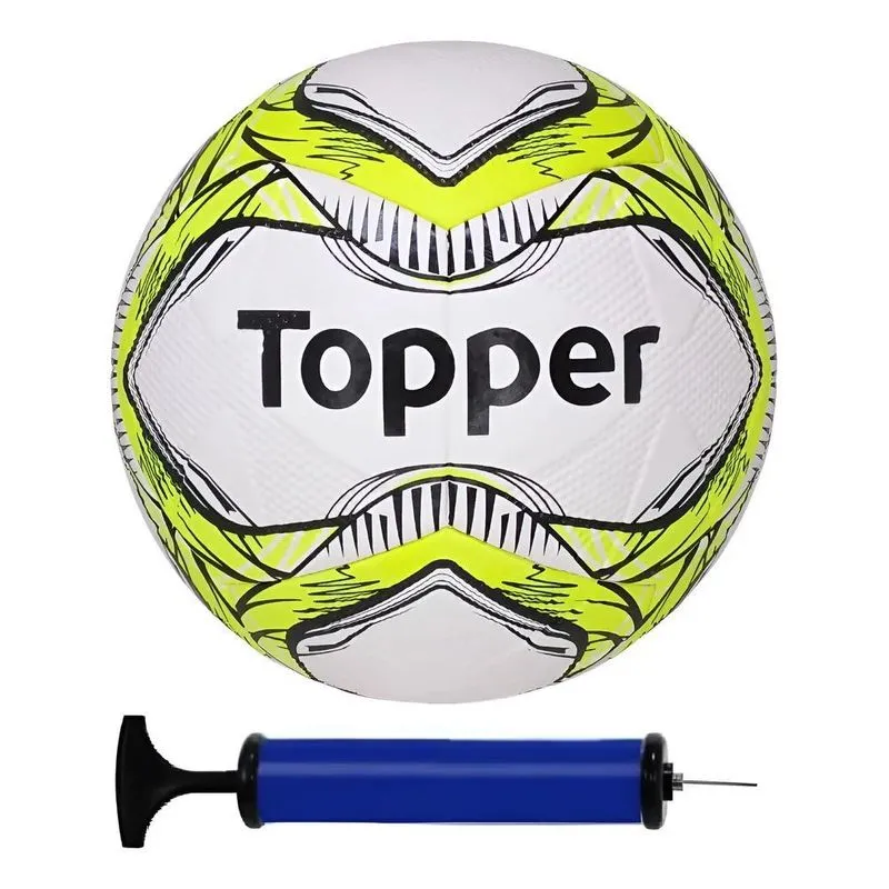 Bola De Futebol Campo Topper + Bomba De Ar Amarelo