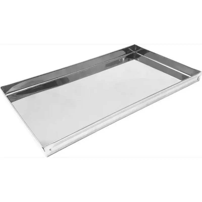 2x Bandeja Canto Liso 40x20x2cm Aço Inox