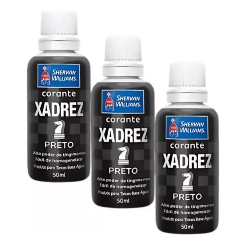 10x Corante Líquido Bisnaga Preto 50ml 3 Unidades Xadrez
