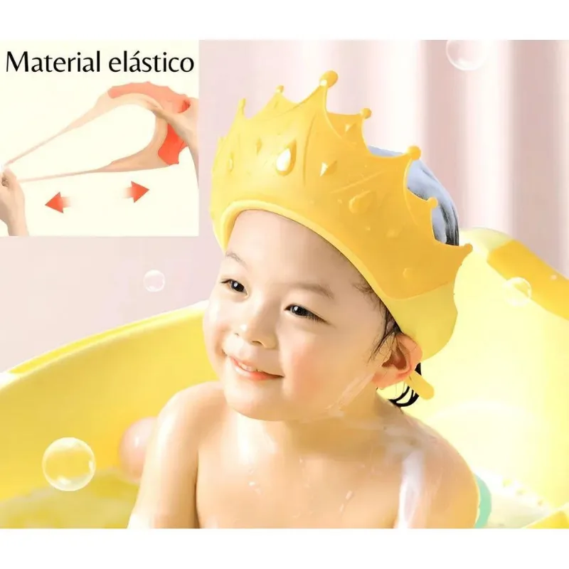5x Chapeu Banho Ajustável Bebê Com Protetor Olhos E Orelhas
