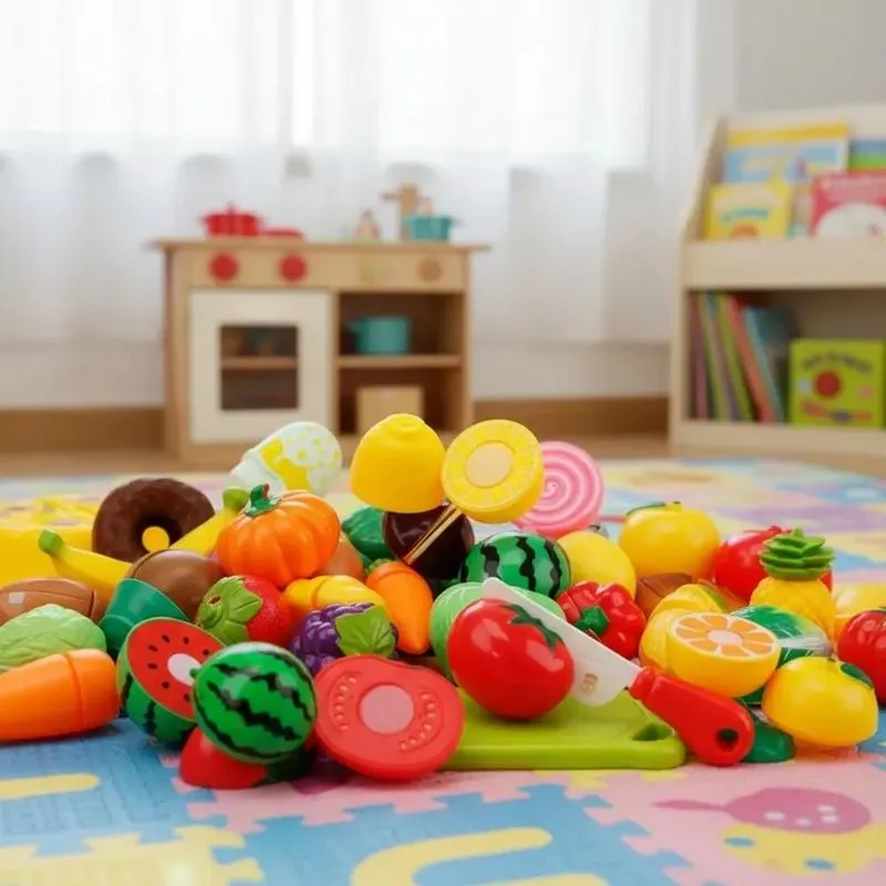 Peça Brinquedo Cortar Cozinha Verdura Frutas Velcr Com 41pçs