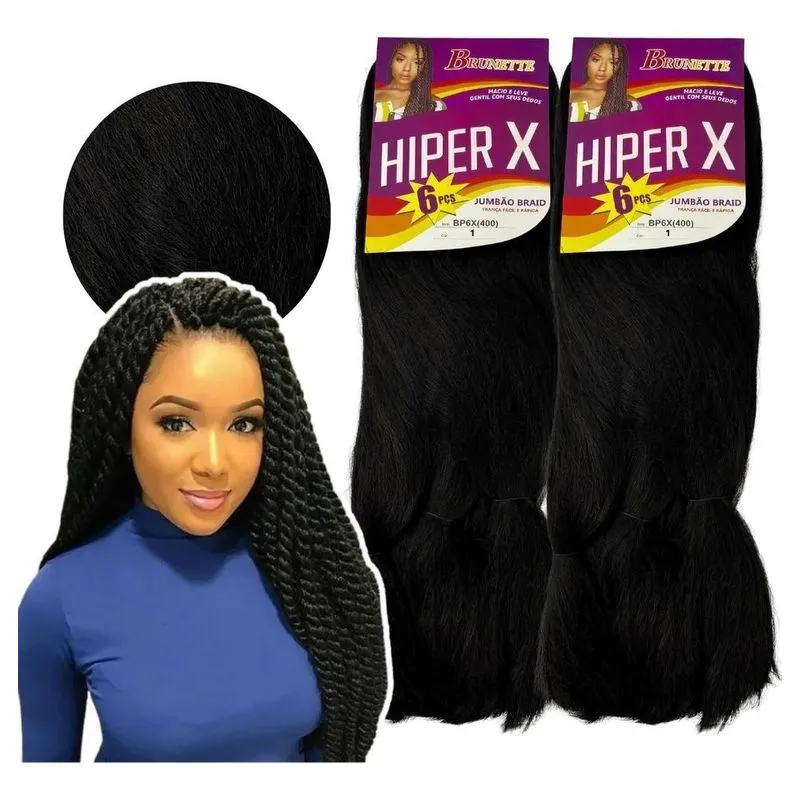 10x Kit 2 Cabelo Jumbo Jumbão Hiper X Box Braid 400 Gramas