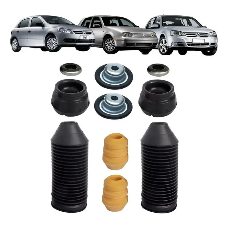 3x Kit Coxim + Prato Amortecedor Dianteiro Gol G5 G6 Golf