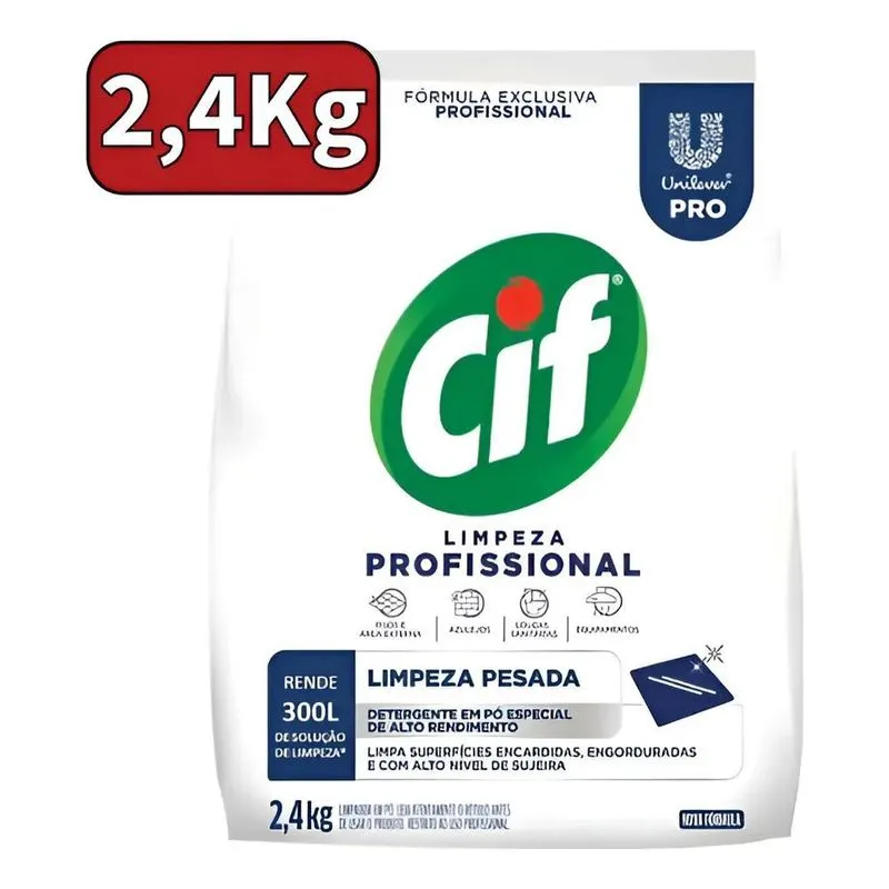 5x Sabão Em Pó Cif 2,4kg Lava Roupas Limpeza Profissional