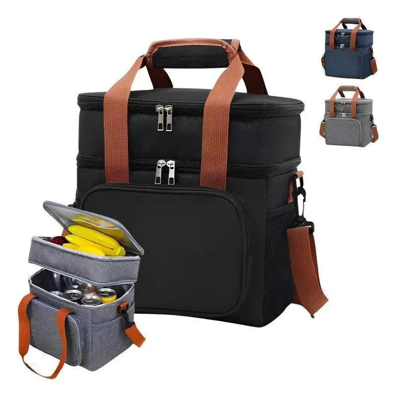 Bolsa Térmica Transversal Marmita Lancheira Trabalho A Azul