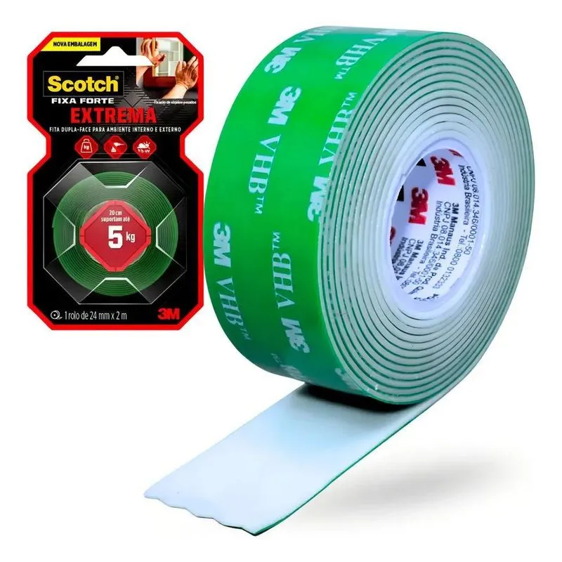 2x Fita Adesiva Dupla Face Fixa Forte Extreme 3m Scotch 2m X