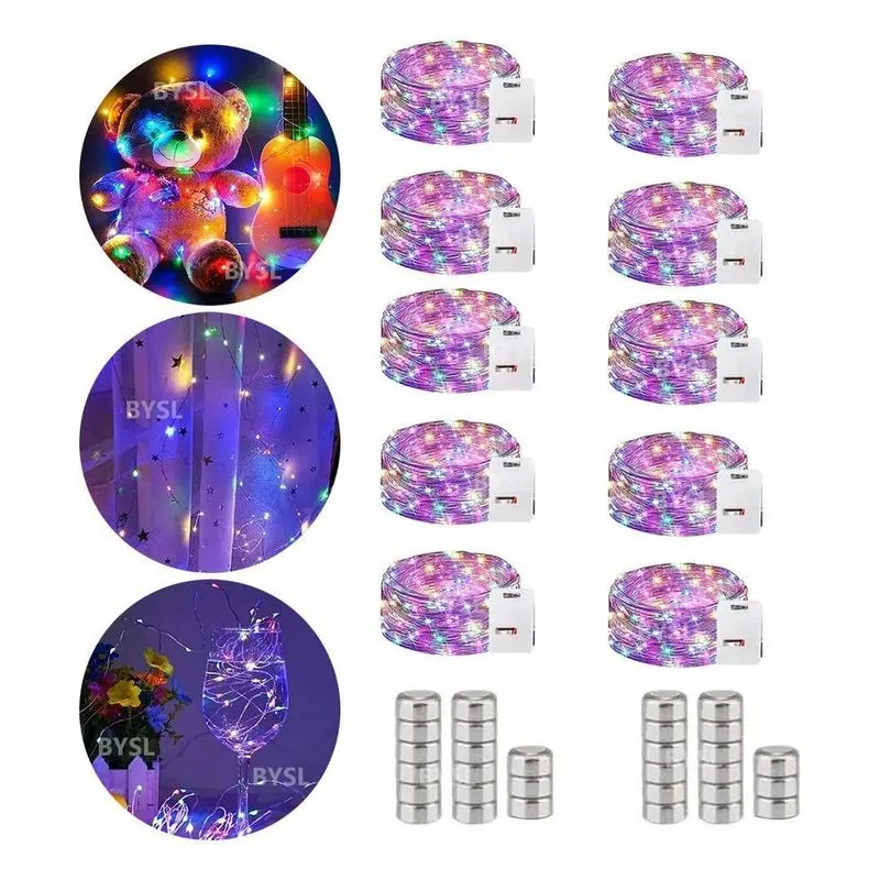 2x Kit 10 Fio Fada Cordão Luz Decoração Pisca Pisca 2m 20 Le