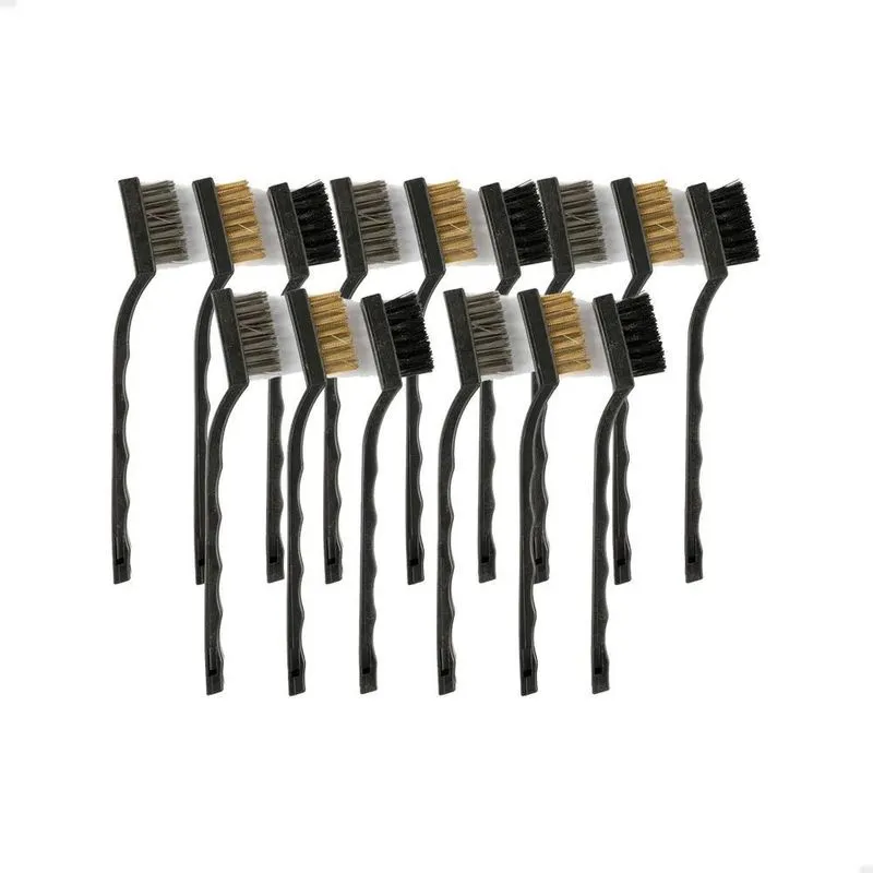 5x Kit 15 Escova Limpeza Cedas Aço Latão Náilon Grelha Canti