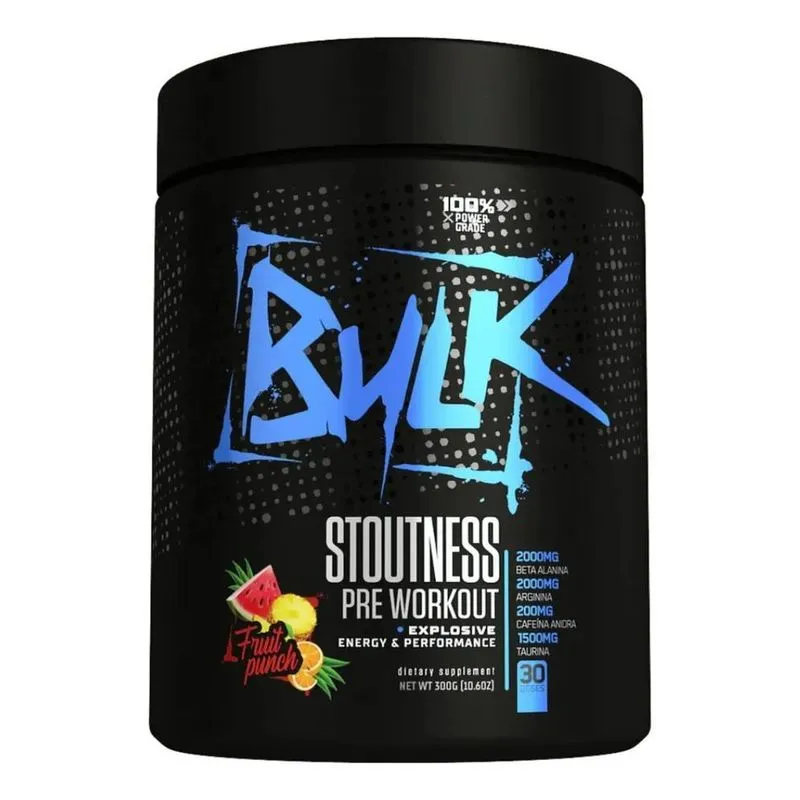 10x Pré Treino Stoutness Bulk Nutrition 300g Sabor Fruit Pu
