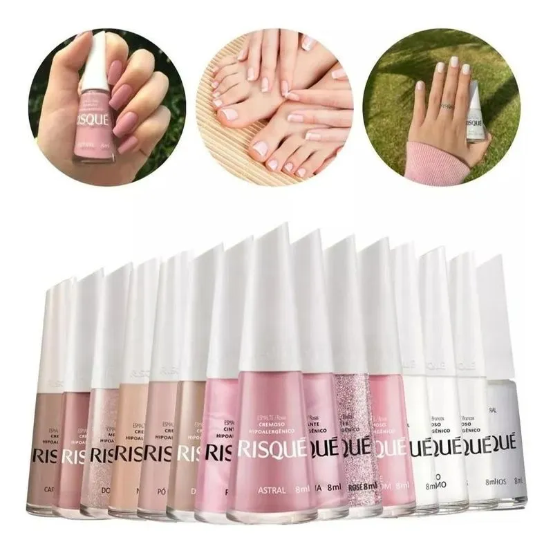 3x Kit 15 Esmaltes Risque Hipoalergênicos Mais Vendidos