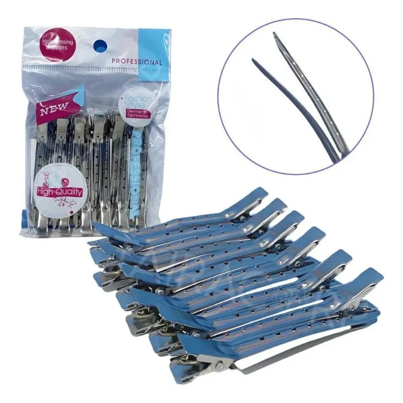 10x Presilha Grampos Clips De Cabelo Aço Inoxidável Metal 1