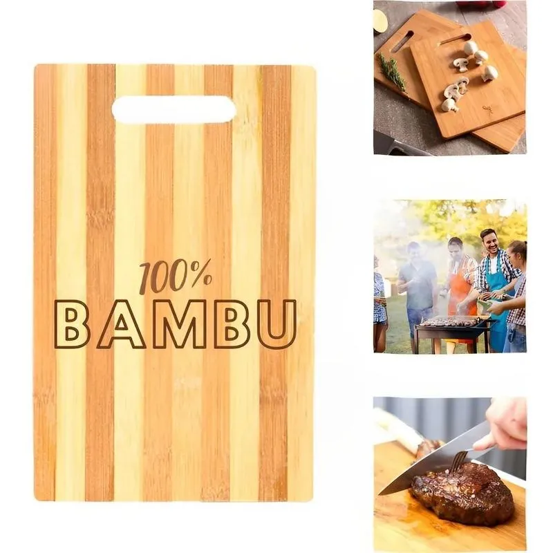 3x Tábua Cozinha Churrasco 100% Bambu Resistente Pequena 24x