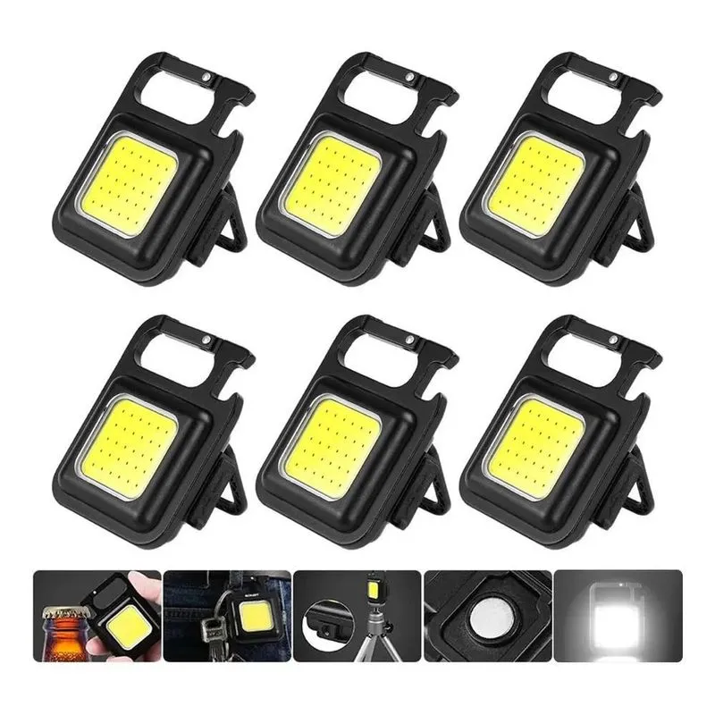 6pç Mini Lanterna Refletor Led Chaveiro Pesca Trilhas Camping
