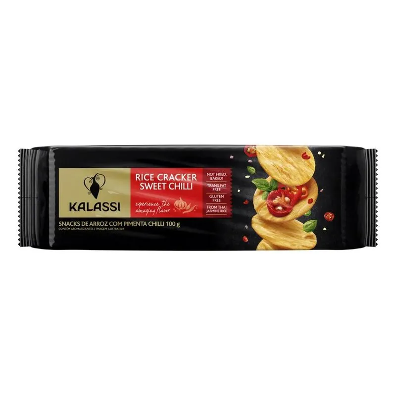 5x Snack De Arroz Kalassi Pimenta Chilli Sem Glúten 100 G