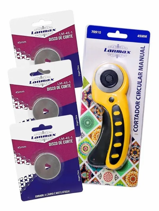 10x Cortador Circular 45mm + 3 Laminas Extra Tecido Papel T