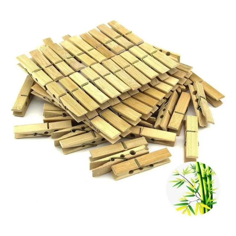 5x Kit 40 Prendedor Pregador De Roupa Madeira Bambu Varal Fu