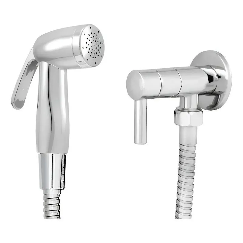 2x Ducha Higiênica Luxo Metal Cromado Acionamento 1/4 De Vol