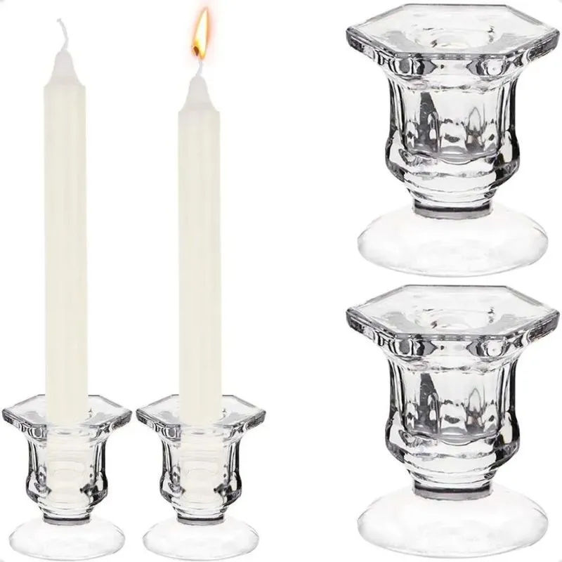 Kit 2 Castiçal De Vidro Porta Vela Enfeite Decoração Veneza
