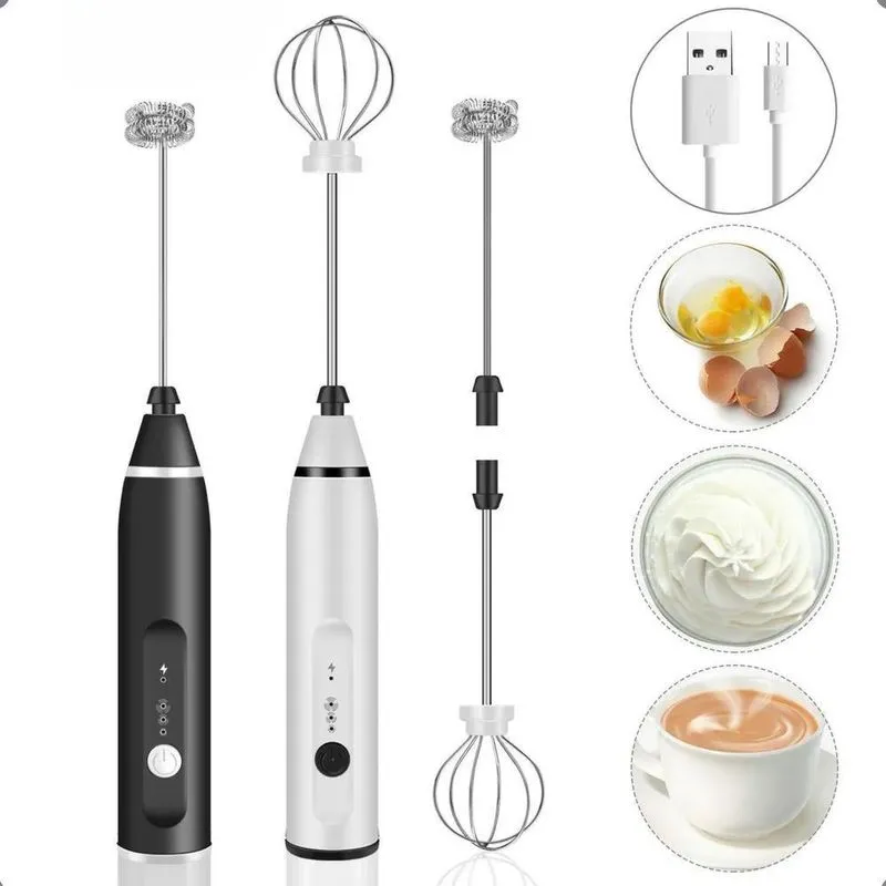 5x Mini Mixer Elétrico Misturador De Bebidas 2 Em 1 Portátil